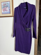 Chaps Purple Wrap Dress M