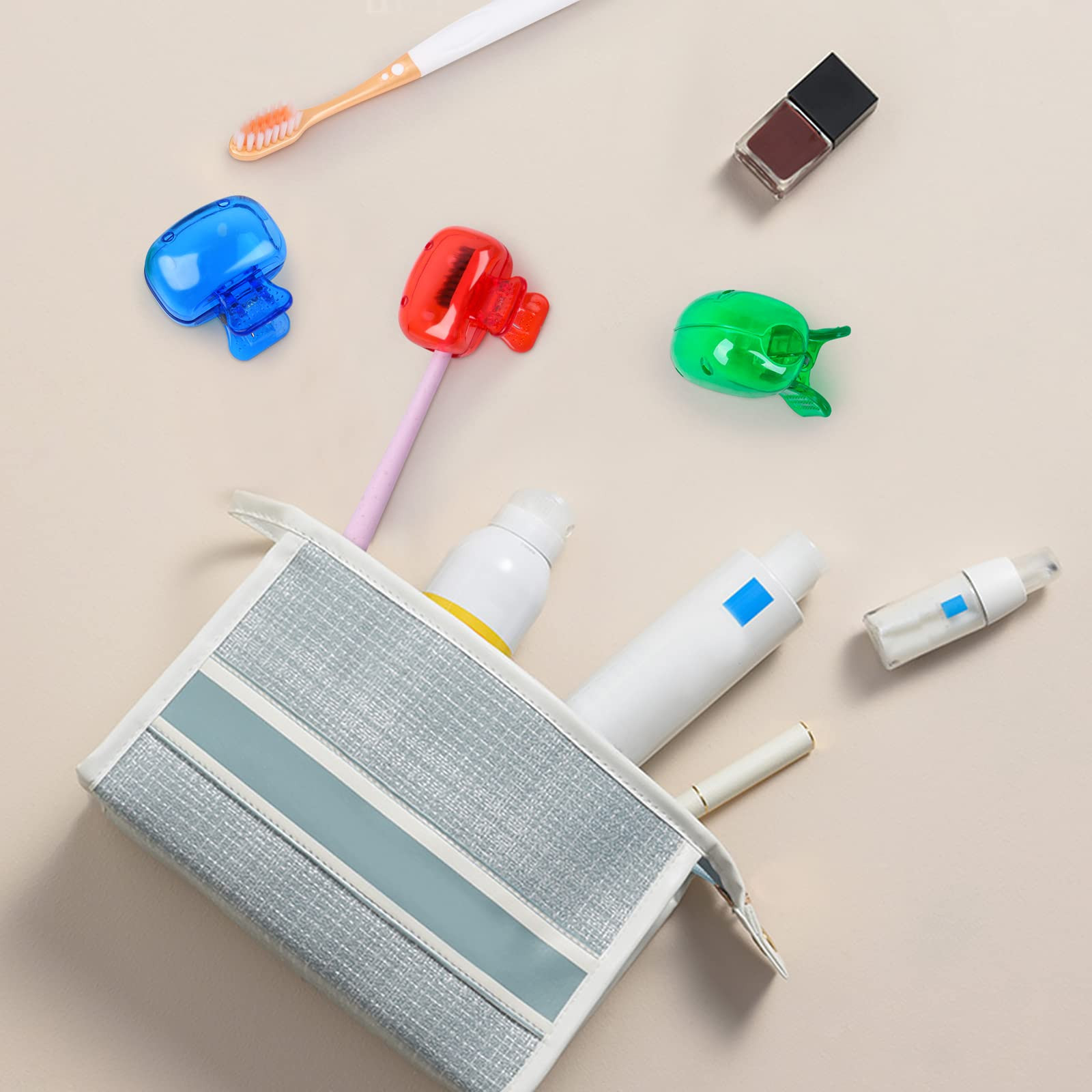 6 Pack Vibrant Toothbrush Cover Caps Multi Color Travel Protector Case