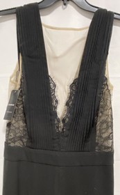 Bebe Women's Pleated Deep V Lace Jumpsuit Black NWT Size 6