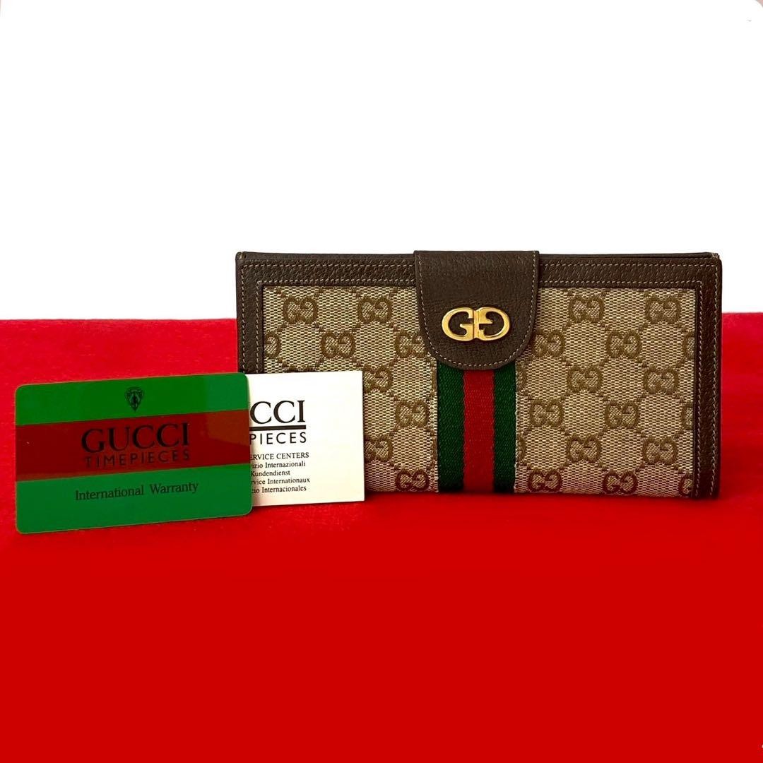 Vintage Gucci Sherry Line GG Canvas Long Wallet in Excellent Condition
