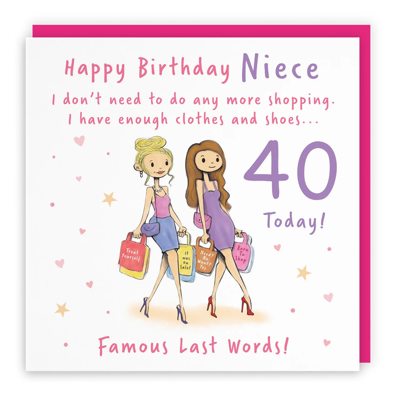 40th Niece Birthday Card Shopping Silly Squiggles