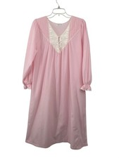 Vintage Fundamentals Pink Beige Nightgown Womens M/L Used Lace Accents