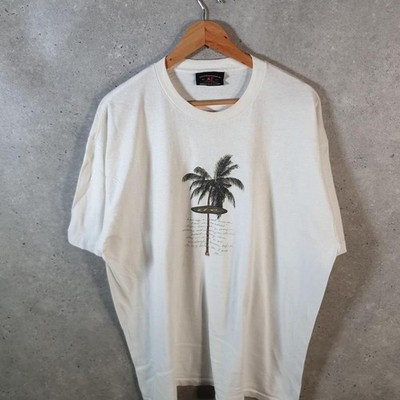 Vintage American Eagle AE Palm Trees 90s Single Stitch T-Shirt Herren Large weiß