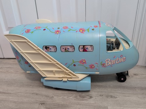 Rare Vintage Mattel 1999 Barbie Blue Jumbo Jet Plane Flugzeug mit Box. Unvollständig - Bild 2 von 14