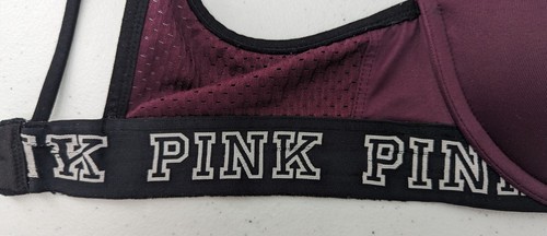 Victoria's Secret PINK Bra 36C Plum Purple Scoopneck T-shirt-READ - Picture 6 of 11