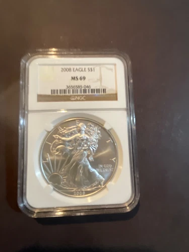 2008 American Silver Eagle 1 Oz NGC MS69 $1 Coin Certified - JR096