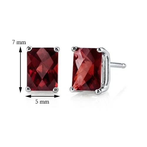 2.33 ct Radiant Cut Red Garnet Stud Earrings in 14K White Gold - Image 3 of 4