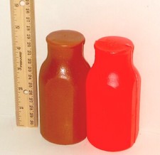 HTF Vintage Plastic Chocolate Milk  Orang Juice Bottles Jugs Pretend Play Food