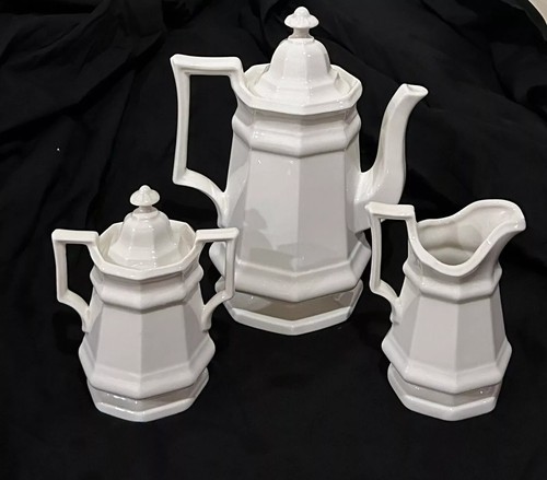 Henry Ford Museum Collection White Teapot Tea Set Iroquois ironstone coffee