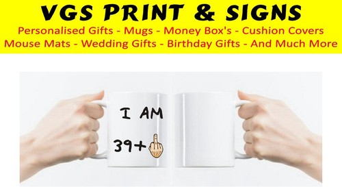 40th BIRTHDAY MUG, I AM 39 + MIDDLE FINGER CAN BE PERSONALISED FUNNY JOKE RUDE - Picture 5 of 6
