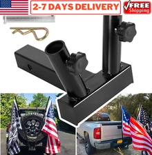 Hitch Mount Dual Flag Pole Holder for 2" Inch Trailer Hitch Receiver Jeep Pickup