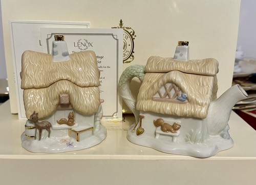 Lenox Disney The Seven Dwarfs Porcelain Cottage Sugar and Creamer Set NEW IN BOX - Picture 4 of 9