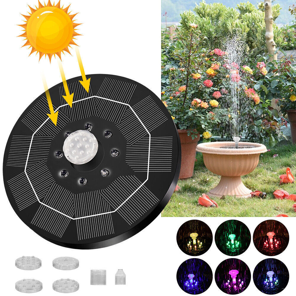 8LED Solar Pumpe mit Akku Teich Brunnen Springbrunnen Fontäne Garten