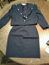 Vintage Jones New York Womens 2 Petite Blue Wool Skirt Blazer U.S. Seal cb16 