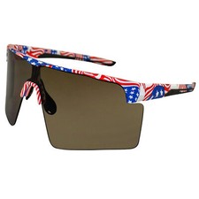 Global Vision Onyx Sunglasses ANSI Z87.1 US Flag One-Piece Smoke Lens  Case