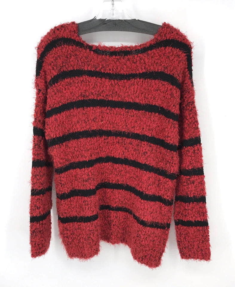 Suéter Pullover Relativity Para Mujer Rojo Y Negro Rayas Talla Mediana Usado en Excelente Condición Foto 2 de 4