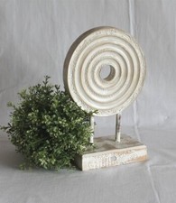 Mandala 022 Holz Shabby Look Deko Feng Shui Mantra Asia weiss rund 