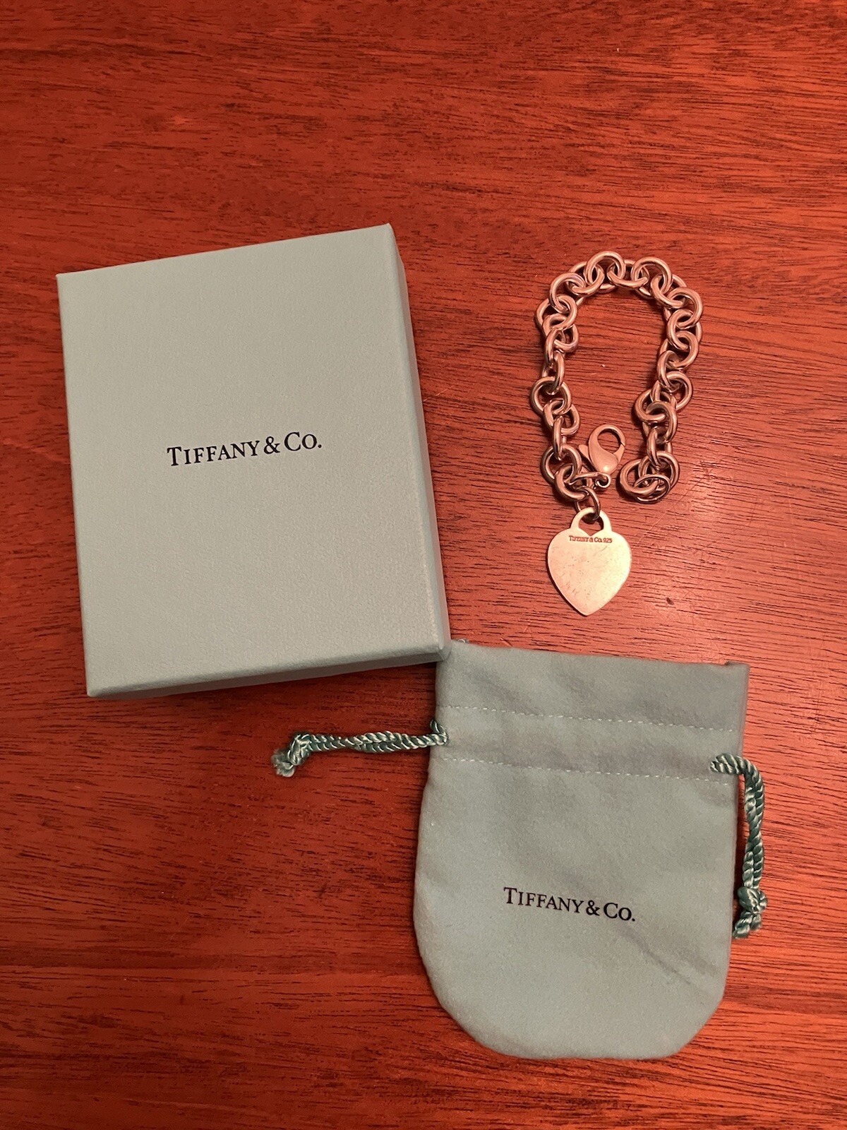 TIFFANY & CO STERLING SILVER AUTHENTIC HEART TAG BRACELET IN BOX Fully Hallmar