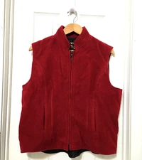 Wyoming Traders 100% Virgin Wool Red Western Lined Full Zip Women's Vest XL