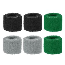 6 Pack 8x5cm Sport Wristbands Cotton Terry Absorbent Black Grey Green