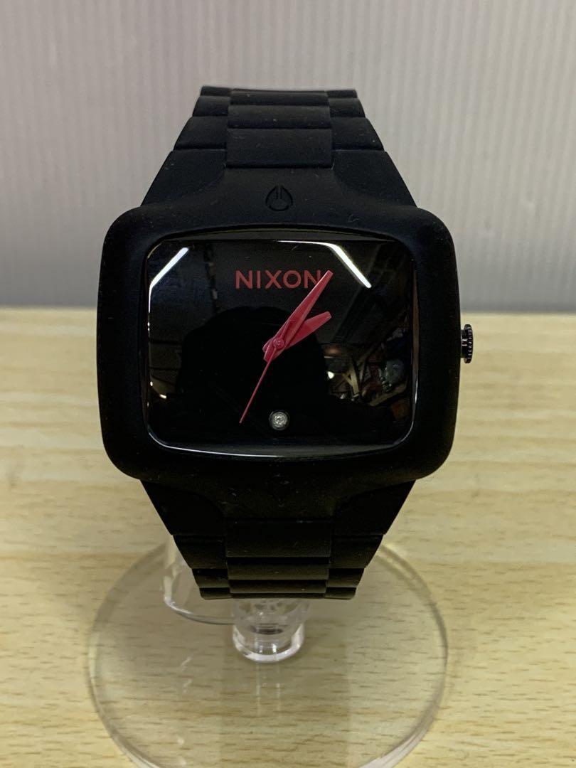 NIXON THE RUBBER PLAYER Pink Black Quartz Analog Watch Japan No Box Used