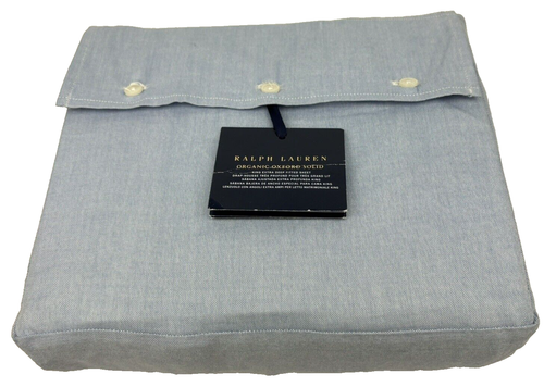 Ralph Lauren Orgánico Oxford Sólido KING Juego de Sábanas Juego de Edredón Azul - Imagen 12 de 18