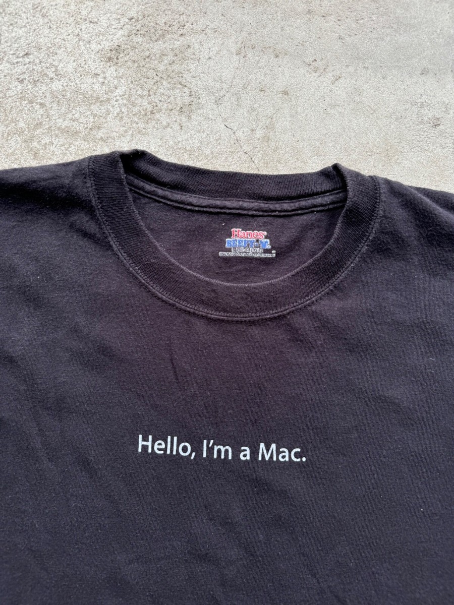 Apple Vintage Logo Graphic Design Hello I'm Mac T-Shirt Large | eBay