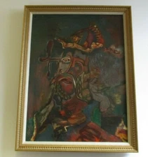 VINTAGE ANTIQUE WILLAIM FERGUSON OIL PAINTING SURREALISM MODERNISM CUBIST CUBISM