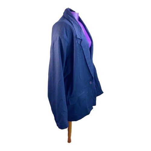 Adolfo International vintage dark navy women’s wool blazer jacket 10 - Picture 4 of 9