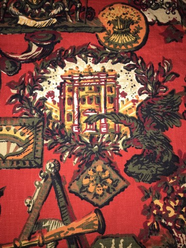Vintage Early American Fabric Drapery Upholstery Colonial 54" x 58" 1950's Cloth - Imagen 5 de 6