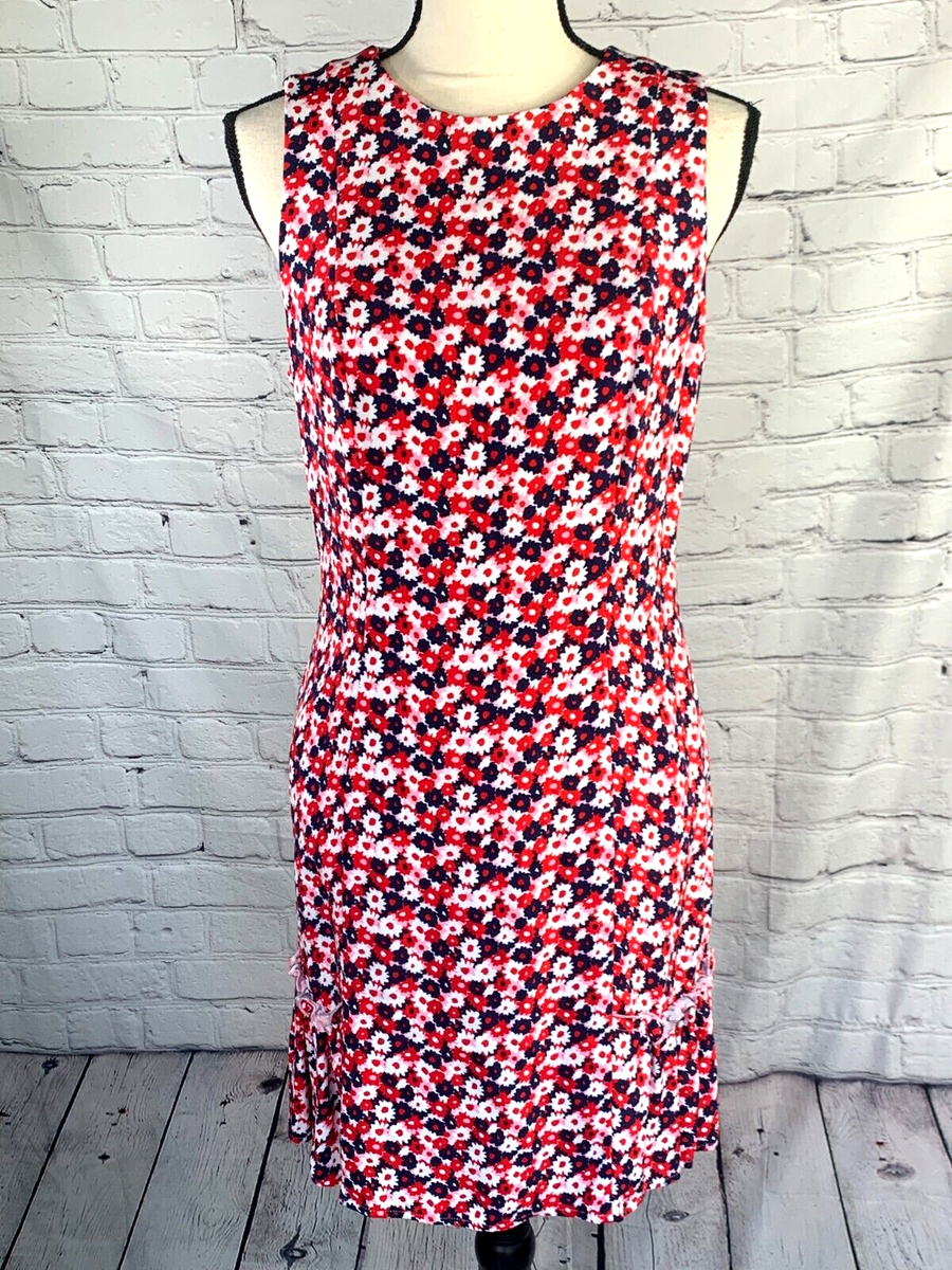 Michael Kors Red Pink Sleeveless Georgette Carnation Floral Dress