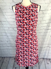 Michael Kors Red Pink Sleeveless Georgette Carnation Floral Dress Lined Zip Sz 8