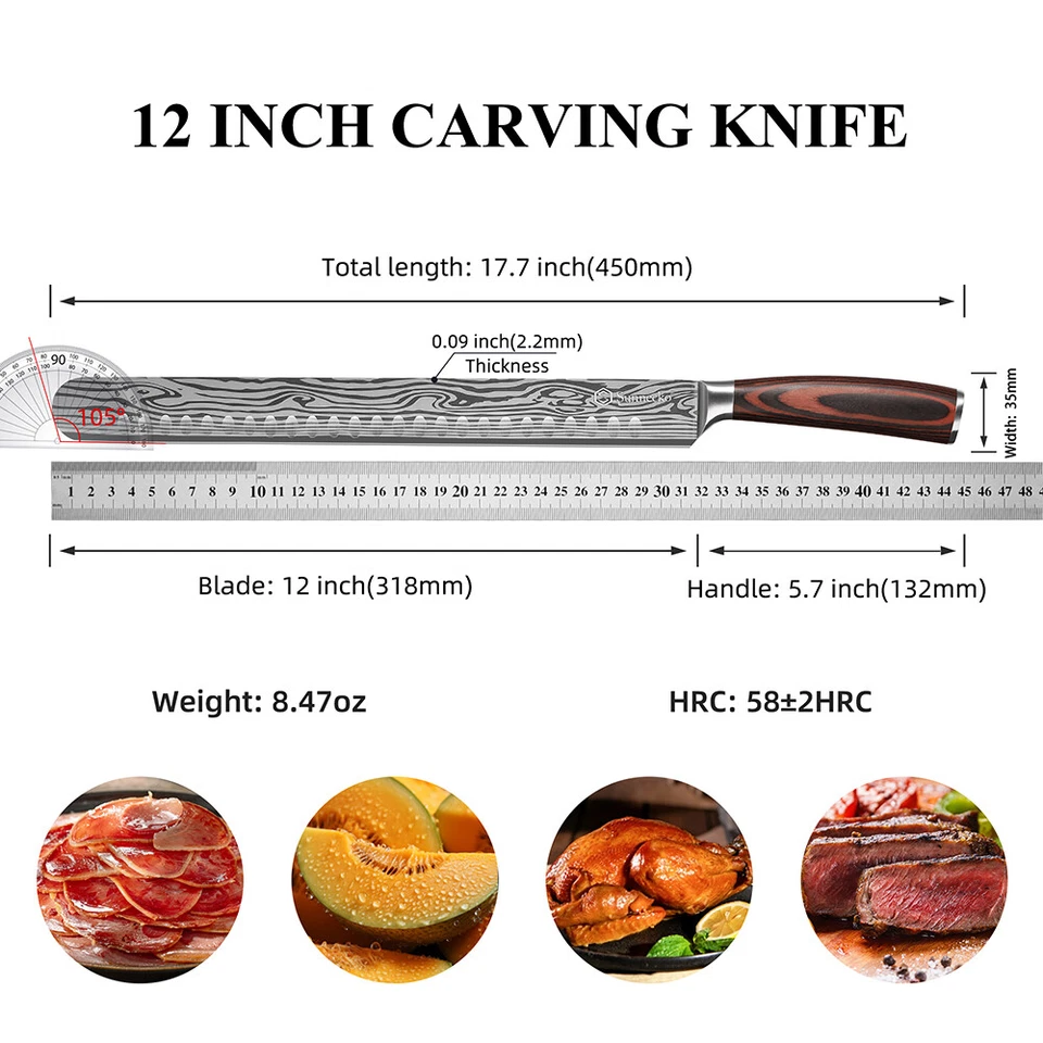 Cuchillo para rebanar pechuga 12 pulgadas cuchillo para tallar carne de acero inoxidable cuchillo de chef Foto 4 de 4