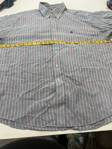 Brooks Brothers Shirt Mens Size XL blue With Pink Strips Long Sleeve Shirt - Picture 3 of 11