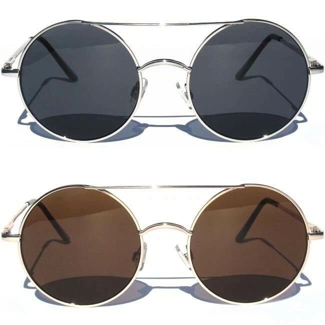 Large Oversize Round Circle Front Sunglasses With Crossbar Metal