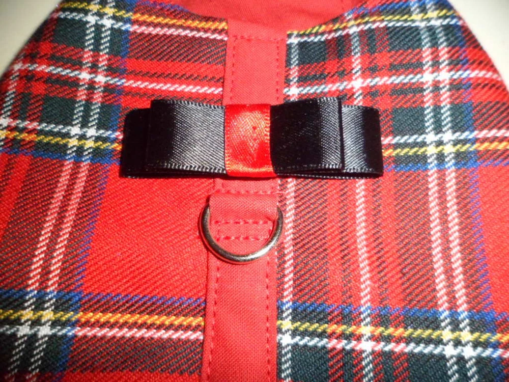 Dog Harness  Vest in Red Tartan