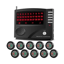 Nurse Call System Caregiver Pager Call System with 10 Dual Feature Call Butto...