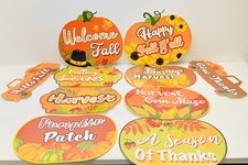 Thanksgiving Fall Decorative Hanging Or Stick On Signs 12 Inch Set of 10