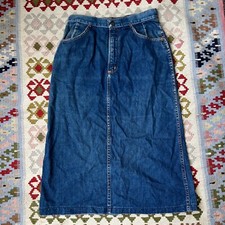 Vintage 70s 80s Wrangler Denim Jean Pocket Midi Skirt Western Cowgirl