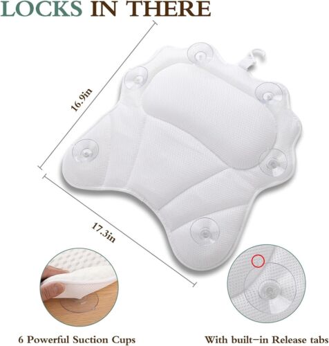 Bath Pillow Ergonomic Luxury bathtub pillow with head,Neck, Shoulder and back su - Picture 5 of 7