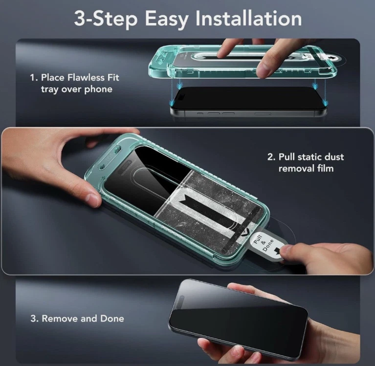 ESR Armorite Screen Protector for IPhone 15,15 Pro and 16 -Pack of 4