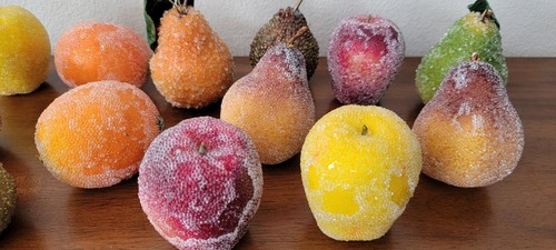 Zuckerperlen Kunstfrüchte Glitzer Deko. Äpfel, Birnen & mehr x13. Vintage - Bild 9 von 9