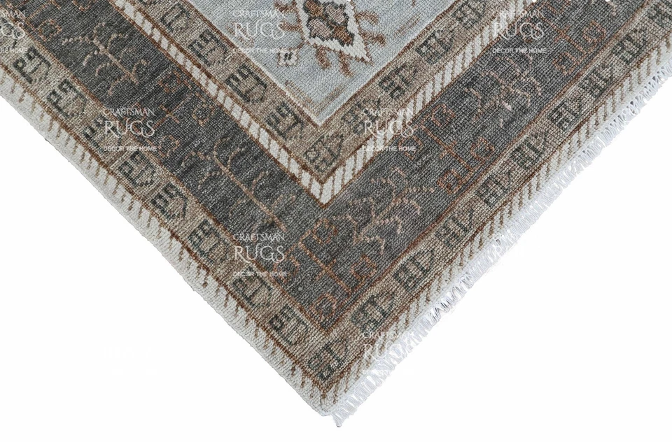 Oushak Hand Knotted Mocha 4x6, 5x8, 6x9, 8x10, 9x12, 10x14, 12x15 Wool Area Rug - Image 4 of 4