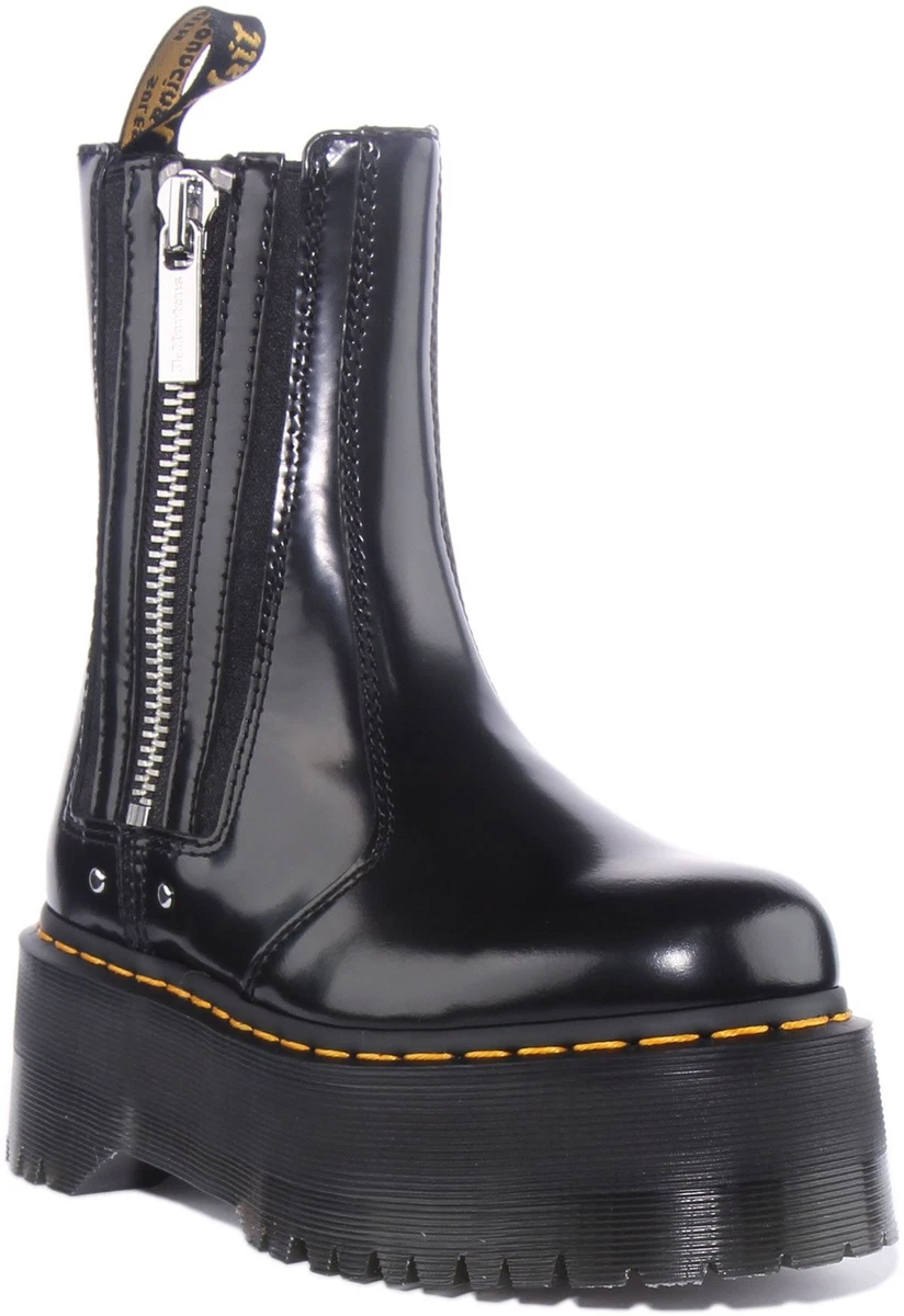 Dr Martens 2976 Max Women Side Zip Platform Chelsea Boot In Black