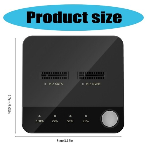 NVMe M.2 Duplicator Double Bay Offline Clone NVME Docking Station for M.2 Solid - Photo 8/8