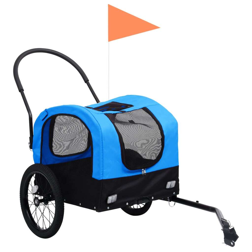 Pet Bike Trailer Jogging Stroller Convertible Dual Entry Mesh Windows