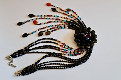 Joan Rivers Starlet Flower Necklace in Black 19" + 3" extender - Afbeelding 1 van 13