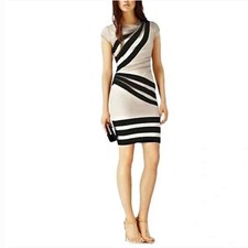 SALE £20 ~ Stunning Reiss Alexi Lined Mesh Beige/Black Knee Length Dress ~ UK12