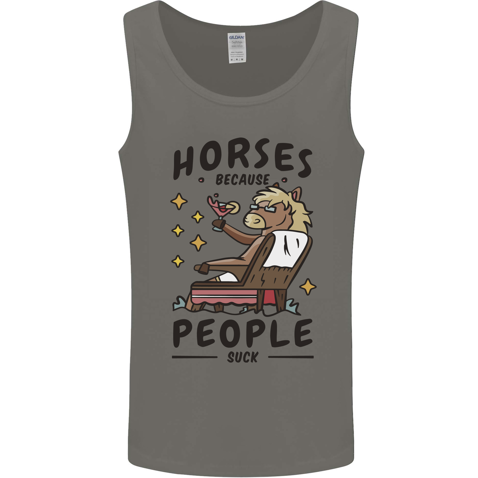 Horse Riding Because People Suck Equestrian Mens Vest Tank Top