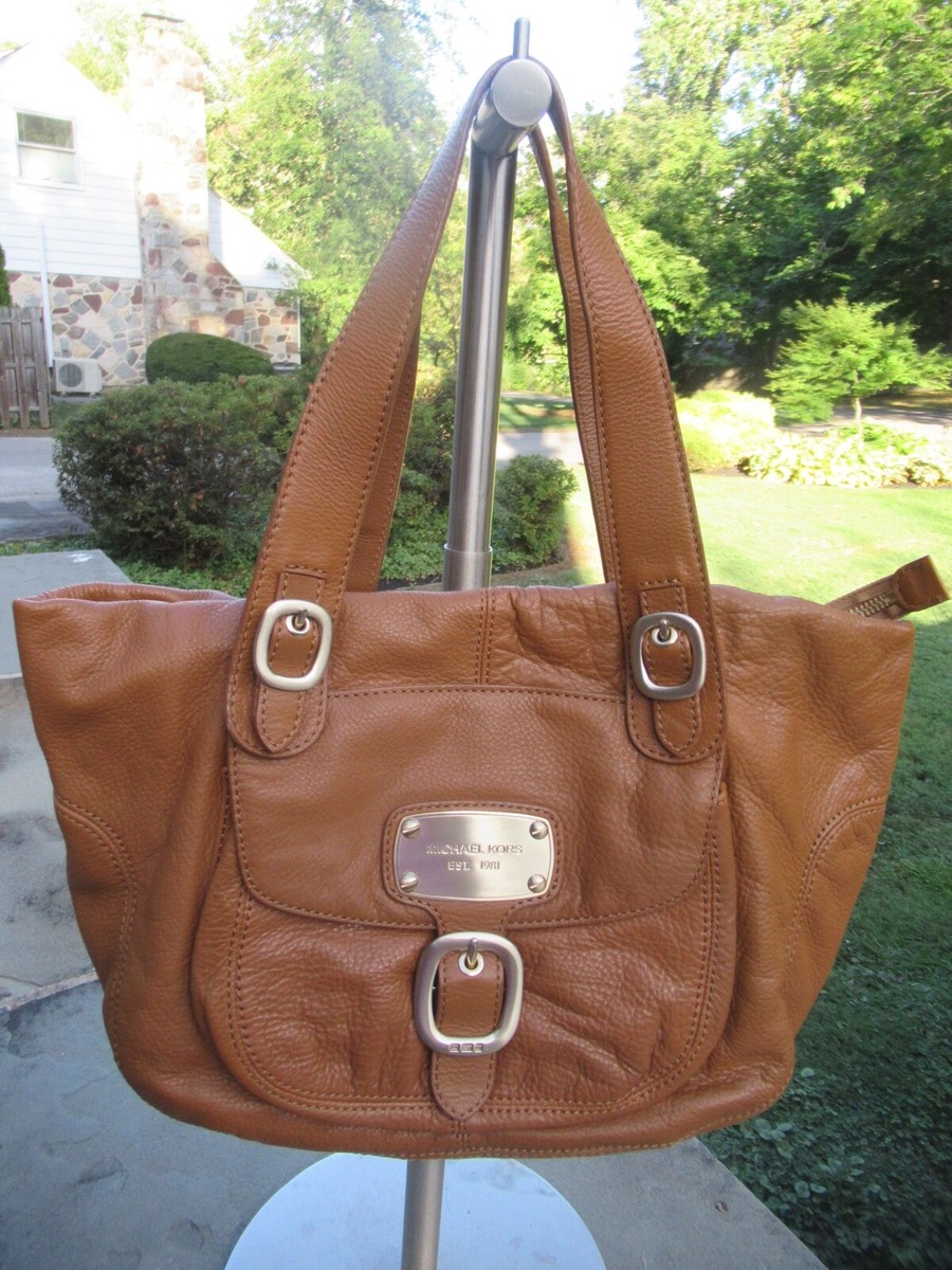 Michael Kors Luggage Color Double Handled Top Zip Pebbled Leather